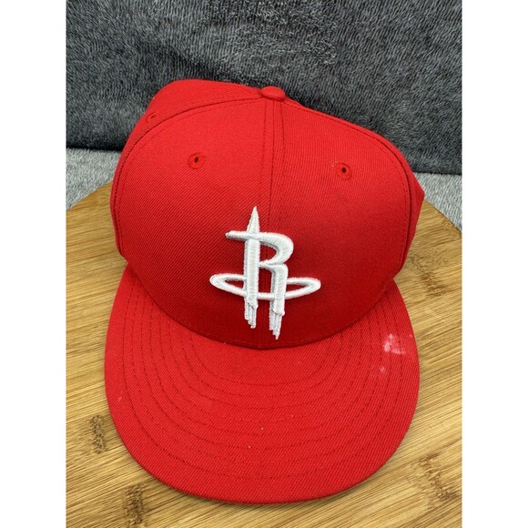Houston Rockets Hat Cap Adult Fitted 8 1/8 Red NBA Plain Logo New Era Basketball - Picture 4 of 13